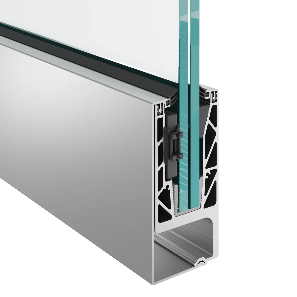 B-8860 Šoninio tvirtinimo balustrados profilis 141/91x68 mm, su dangteliu B-3501-CF2